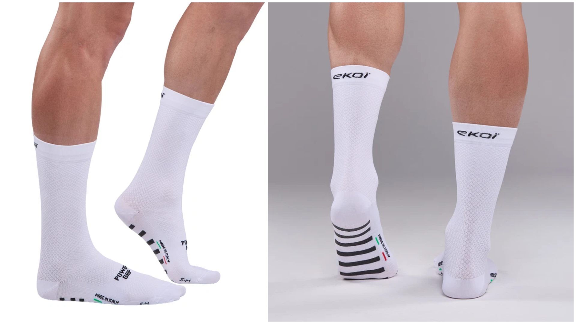 Calcetines de ciclismo EKOI Racing PRO POWERGRIP 18 cm Blancos, Calcetines de ciclismo EKOI Racing PRO POWERGRIP 18 cm Blancos,
