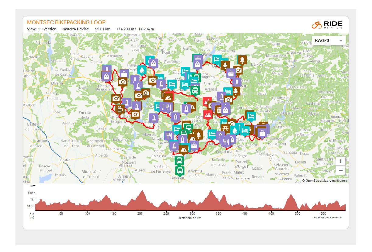 Ruta con GPS. Montsec Bikepacking Loop perfil Ruta con GPS. Montsec Bikepacking Loop perfil